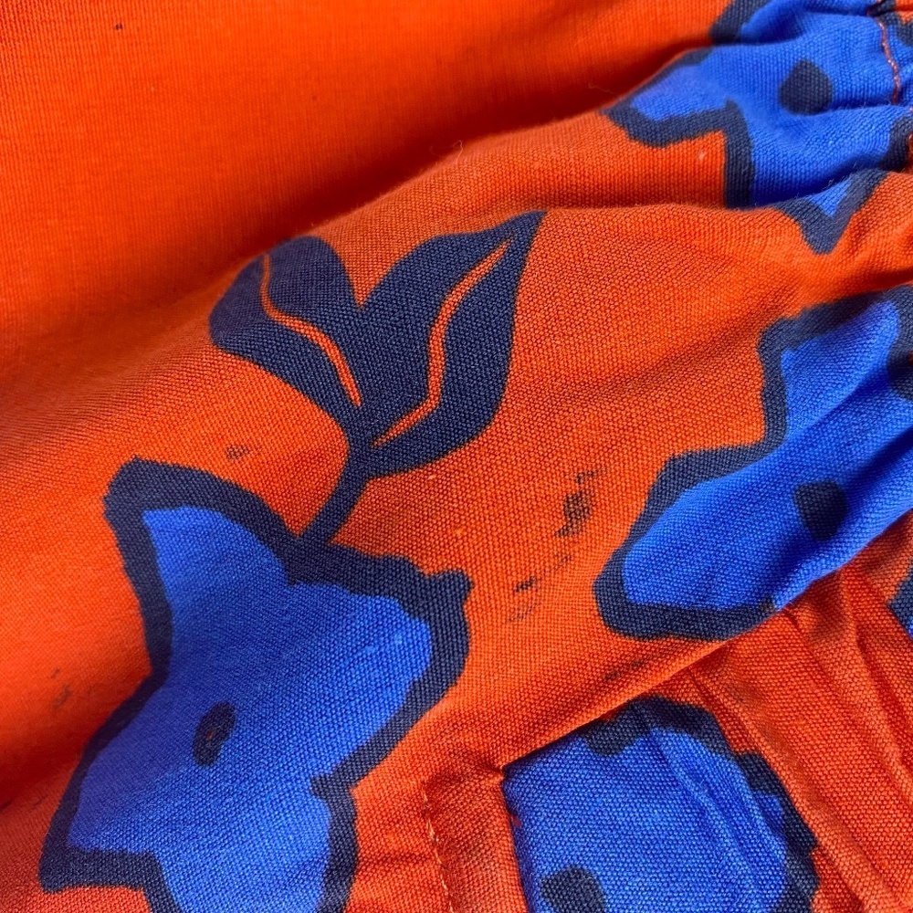 Tyler Boe Womens Eloise Linen-Blend Top Floral Flutter Sleeve Orange and Blue S - Picture 5 of 7